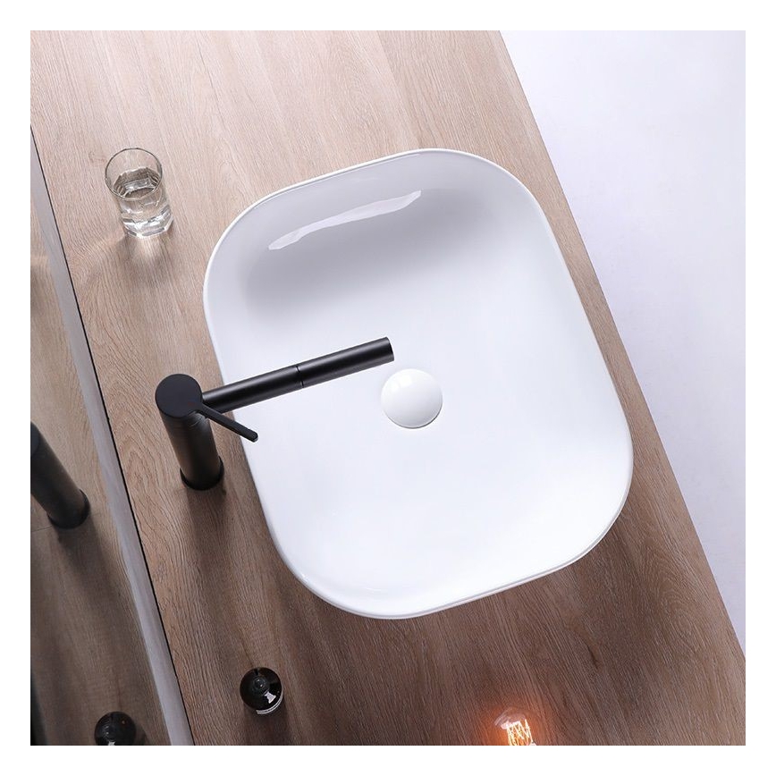 REA-U6521 - BELINDA Countertop Washbasin 33.5 x 46.5 cm, Ceramic / Glossy White