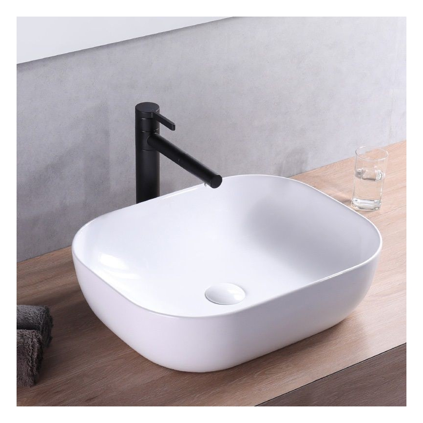 REA-U6521 - BELINDA SLIM Countertop Basin 33 x 46.5 cm, Ceramic / Glossy White