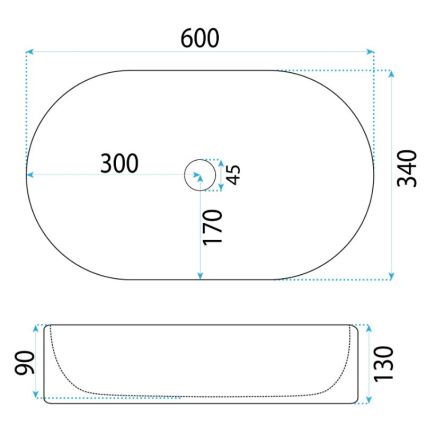 REA-U6526 - VANDA Countertop Washbasin 34x60 cm Ceramic/Glossy White