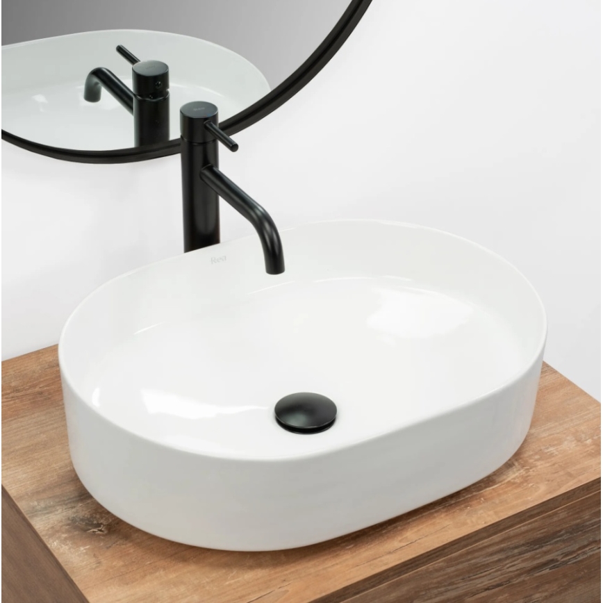 REA-U6563 - NADIA Countertop Washbasin 38x50 cm ceramic/glossy white