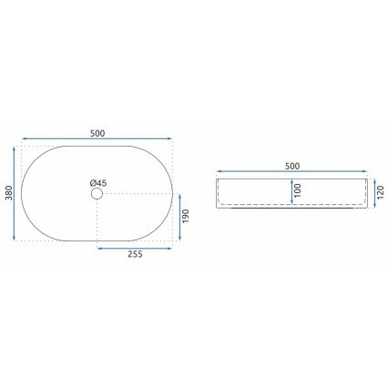 REA-U6563 - NADIA Countertop Washbasin 38x50 cm ceramic/glossy white