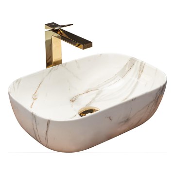 REA-U6596 - BELINDA Countertop Basin 33.5 x 46.5 cm, Ceramic with Marble Effect