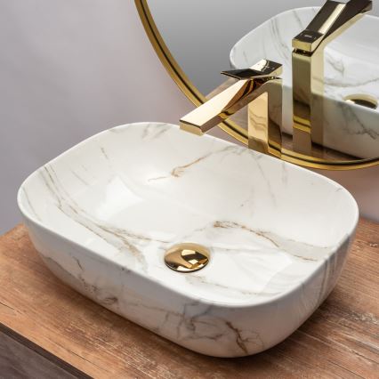 REA-U6596 - BELINDA Countertop Basin 33.5 x 46.5 cm, Ceramic with Marble Effect