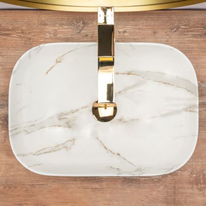 REA-U6596 - BELINDA Countertop Basin 33.5 x 46.5 cm, Ceramic with Marble Effect