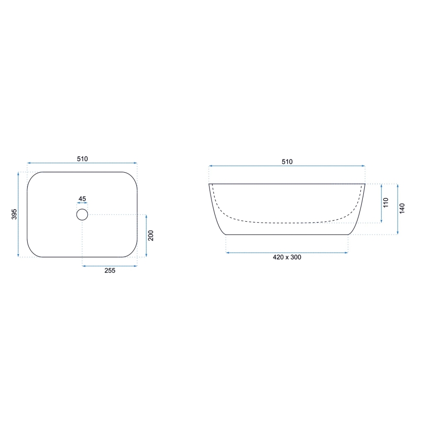 REA-U6616 - Countertop basin FREJA 39,5x51 cm ceramic/white