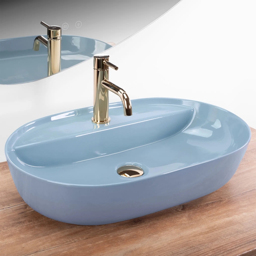 REA-U6618 - AURA countertop basin 41x61 cm ceramic/glossy blue