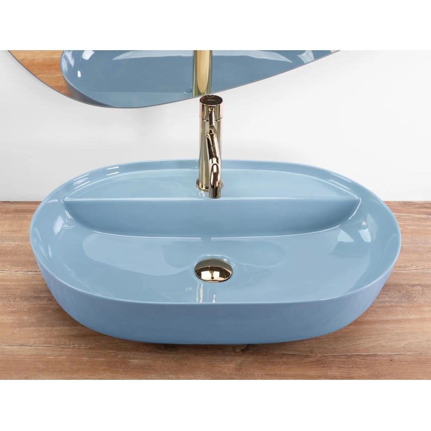 REA-U6618 - AURA countertop basin 41x61 cm ceramic/glossy blue