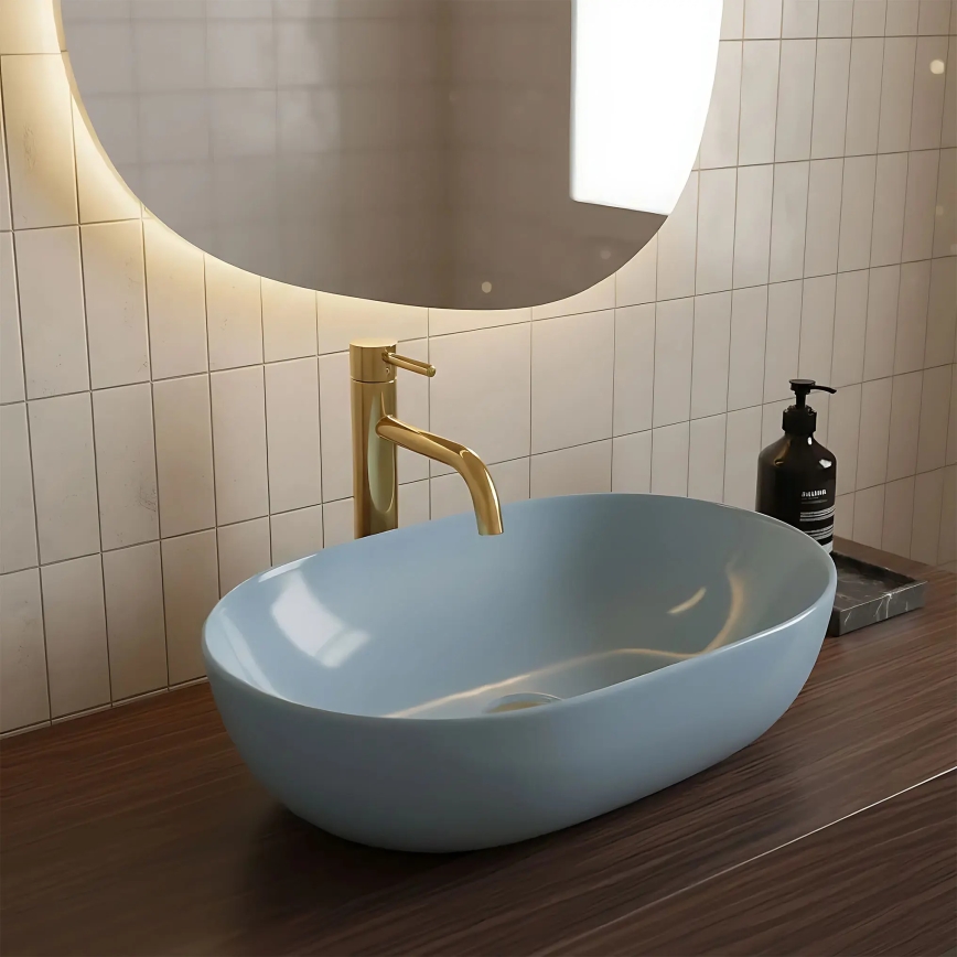 REA-U6620 - LISA Countertop Basin 35 x 49 cm, Ceramic / Glossy Blue