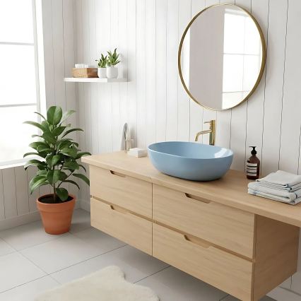 REA-U6620 - LISA Countertop Basin 35 x 49 cm, Ceramic / Glossy Blue