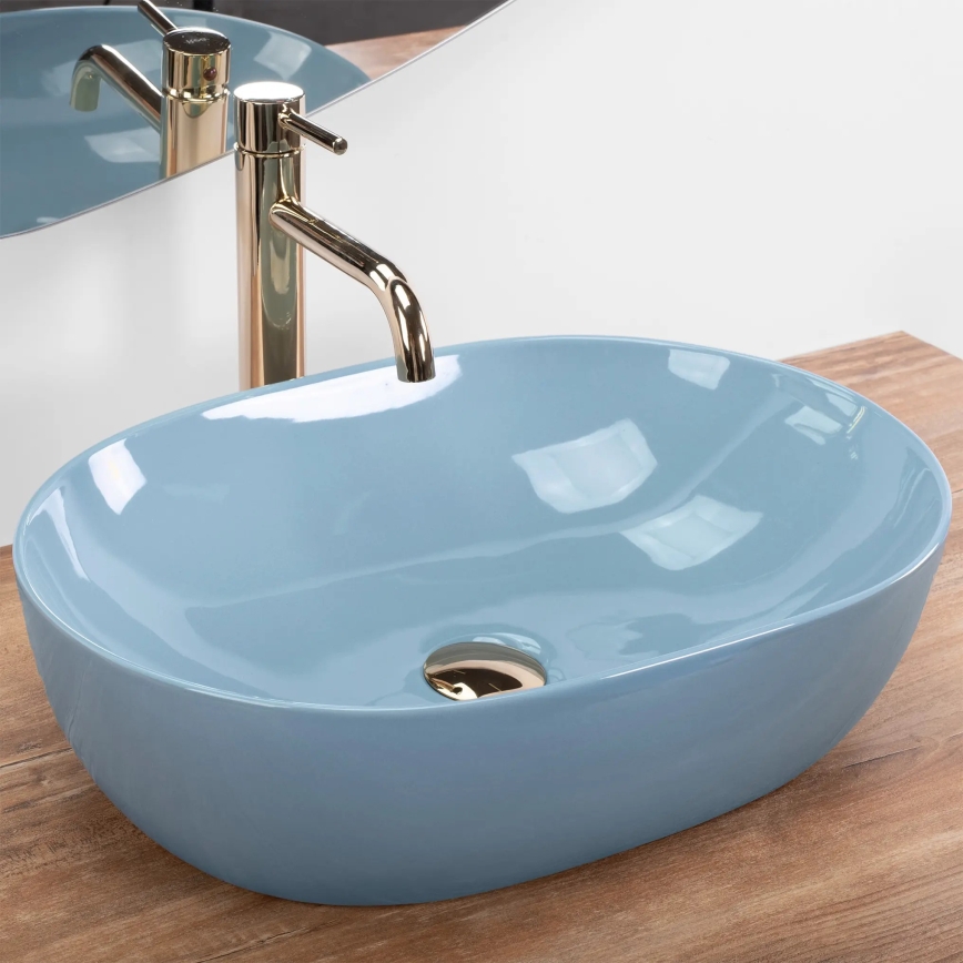 REA-U6620 - LISA Countertop Basin 35 x 49 cm, Ceramic / Glossy Blue
