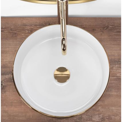 REA-U6630 - SAMI countertop basin Ø 36 cm ceramic/white/brushed gold