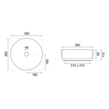 REA-U6630 - SAMI countertop basin Ø 36 cm ceramic/white/brushed gold