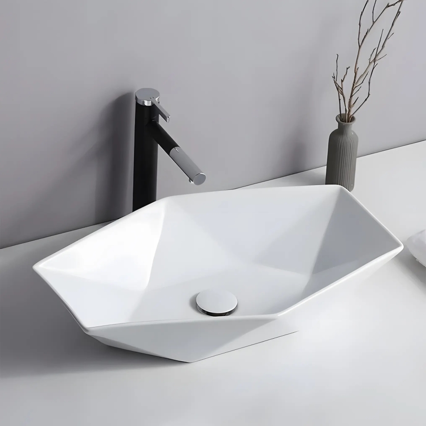 REA-U6643 - VEGAS Countertop Basin 37x57 cm ceramic/glossy white