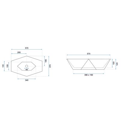 REA-U6643 - VEGAS Countertop Basin 37x57 cm ceramic/glossy white