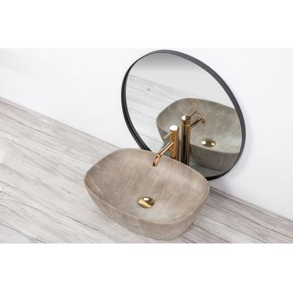 REA-U6647 - FREJA countertop basin 39,5x51 cm ceramic/gray/marble decor
