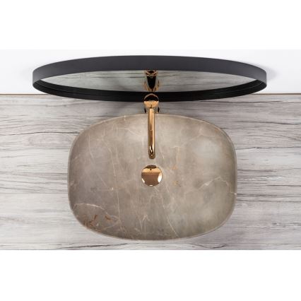 REA-U6647 - FREJA countertop basin 39,5x51 cm ceramic/gray/marble decor