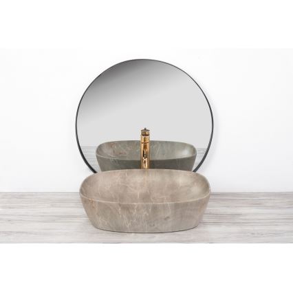 REA-U6647 - FREJA countertop basin 39,5x51 cm ceramic/gray/marble decor