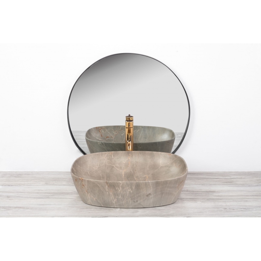 REA-U6647 - FREJA countertop basin 39,5x51 cm ceramic/gray/marble decor