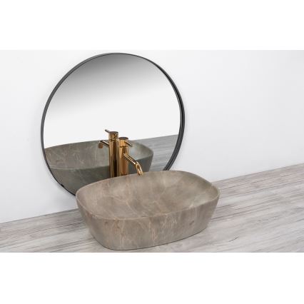 REA-U6647 - FREJA countertop basin 39,5x51 cm ceramic/gray/marble decor