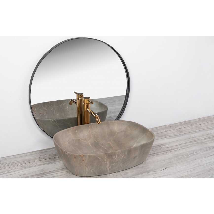 REA-U6647 - FREJA countertop basin 39,5x51 cm ceramic/gray/marble decor