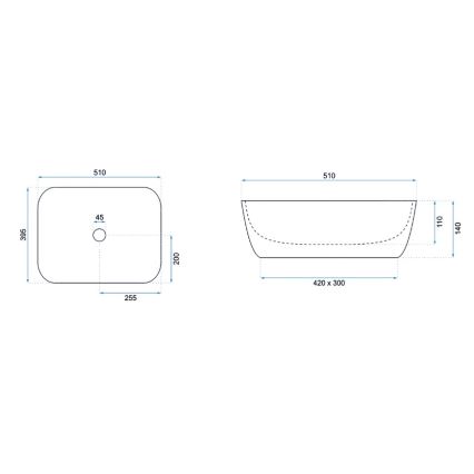 REA-U6647 - FREJA countertop basin 39,5x51 cm ceramic/gray/marble decor