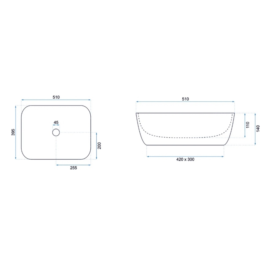 REA-U6647 - FREJA countertop basin 39,5x51 cm ceramic/gray/marble decor
