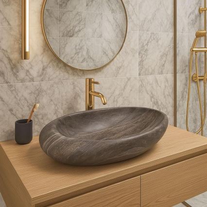 REA-U6649 - ROXY Countertop Washbasin 31 x 49 cm, ceramic with stone-effect finish