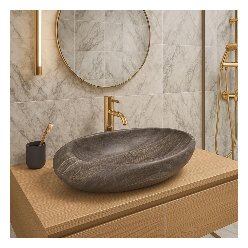 REA-U6649 - ROXY Countertop Washbasin 31 x 49 cm, ceramic with stone-effect finish