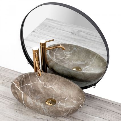 REA-U6650 - Countertop basin ROXY 31x49 cm ceramic/grey/marble decor