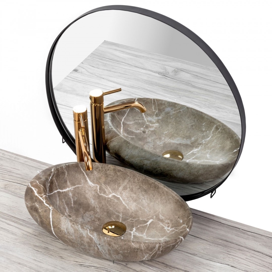 REA-U6650 - Countertop basin ROXY 31x49 cm ceramic/grey/marble decor