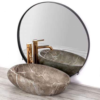 REA-U6650 - Countertop basin ROXY 31x49 cm ceramic/grey/marble decor
