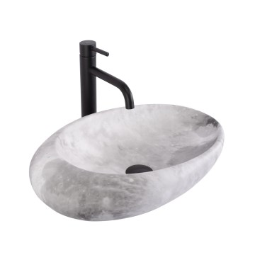 REA-U6651 - ROXY Countertop Washbasin 31x49 cm, ceramic, grey, stone-effect