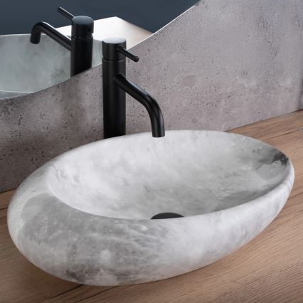 REA-U6651 - ROXY Countertop Washbasin 31x49 cm, ceramic, grey, stone-effect