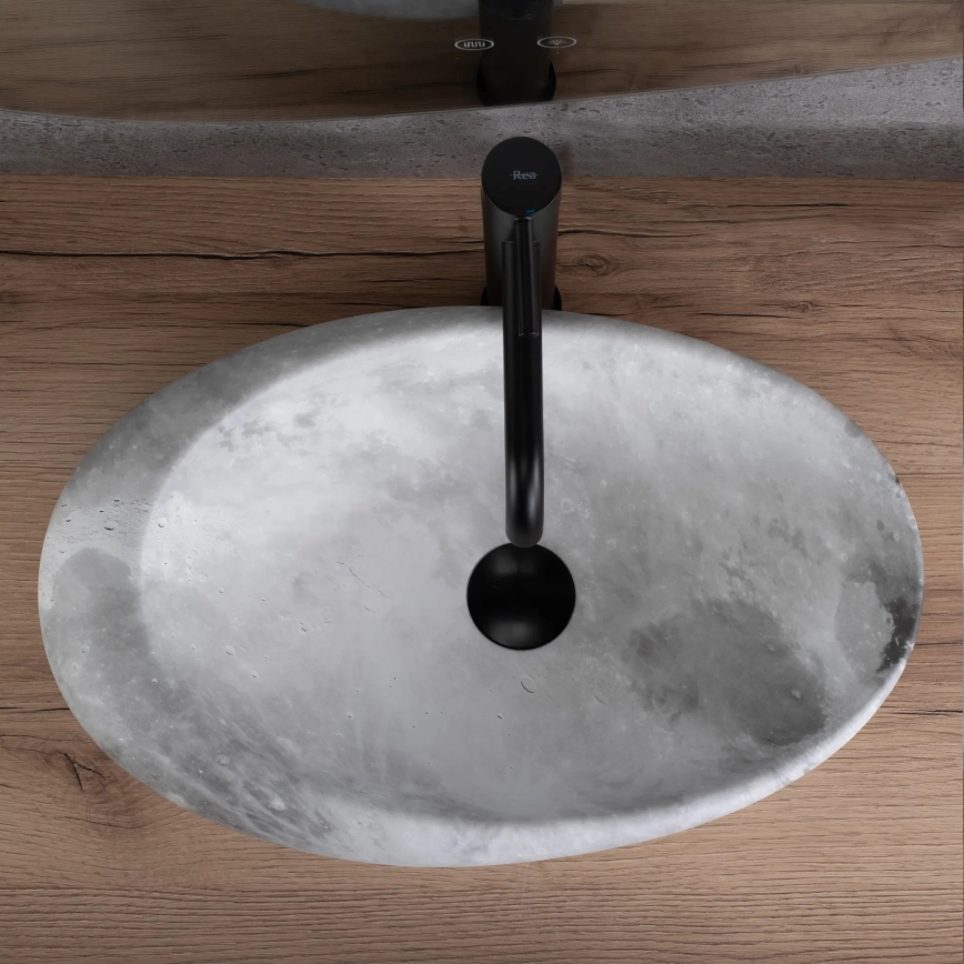 REA-U6651 - ROXY Countertop Washbasin 31x49 cm, ceramic, grey, stone-effect