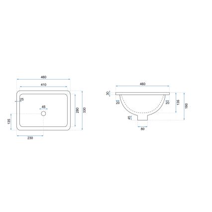 REA-U6653 - ADELA built-in washbasin 33 x 46 cm, ceramic / glossy white