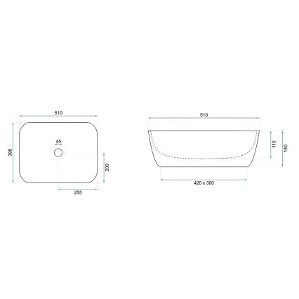 REA-U6689 - Countertop washbasin FREJA 39,5x51 cm ceramic/beige/stone effect