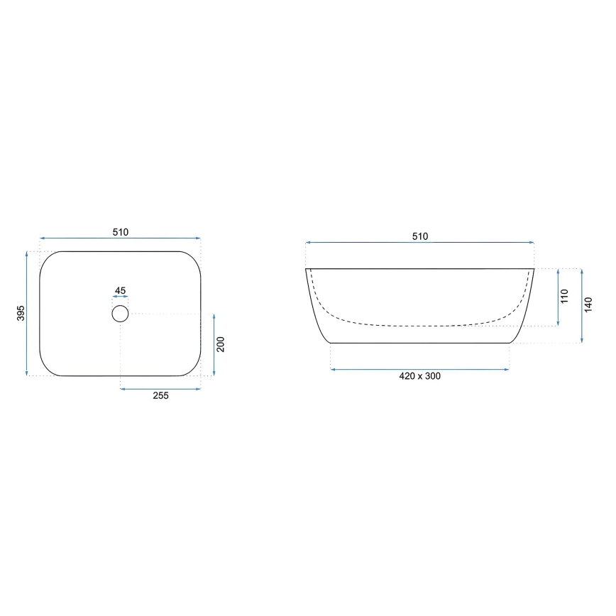 REA-U6689 - Countertop washbasin FREJA 39,5x51 cm ceramic/beige/stone effect