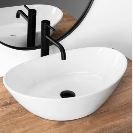 REA-U6801 - KATE Countertop Basin 33.5 x 55.5 cm, ceramic/glossy white
