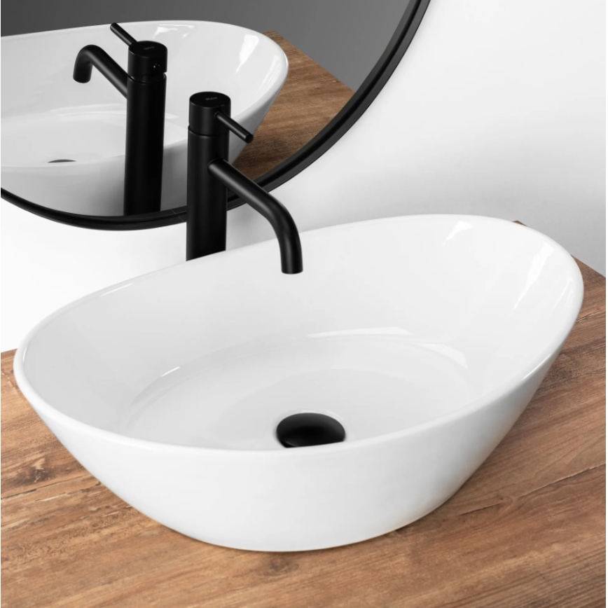REA-U6801 - KATE Countertop Basin 33.5 x 55.5 cm, ceramic/glossy white