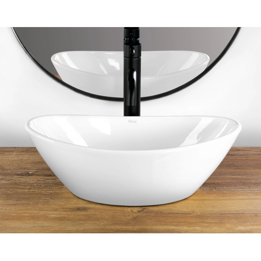REA-U6802 - KATE Countertop Basin 27 x 45 cm, Ceramic / Glossy White