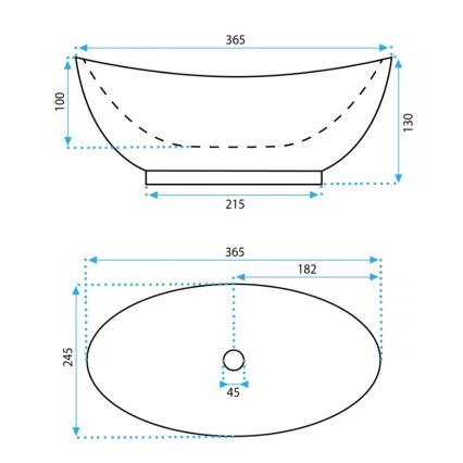 REA-U6803 - KATE Countertop basin 24,5x36,5 cm ceramic/glossy white