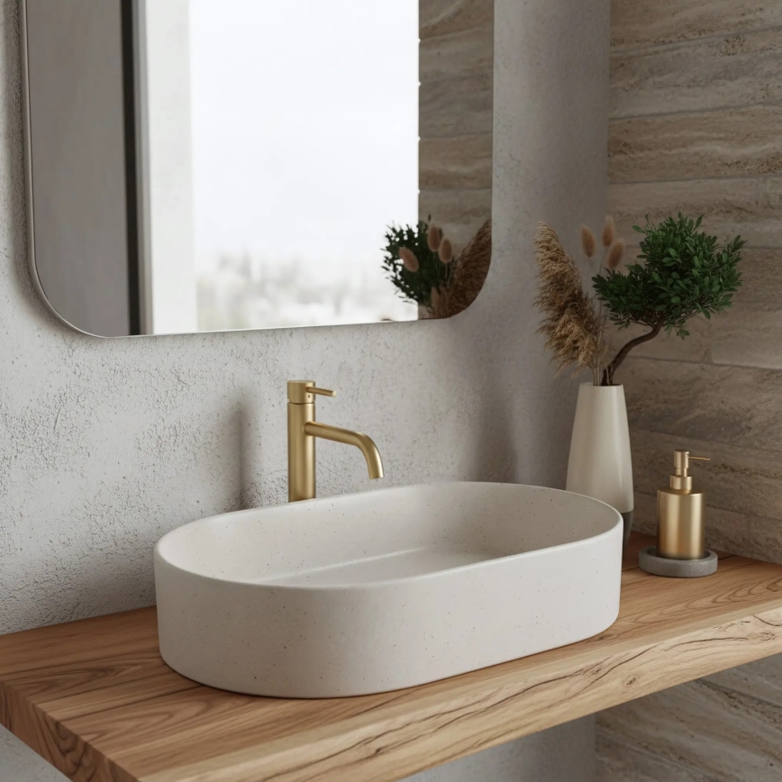 REA-U7341 - NADIA Countertop Basin 38,5x61 cm ceramic/cream