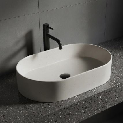 REA-U7341 - NADIA Countertop Basin 38,5x61 cm ceramic/cream