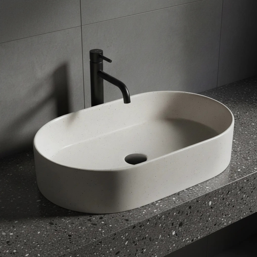 REA-U7341 - NADIA Countertop Basin 38,5x61 cm ceramic/cream