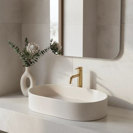 REA-U7341 - NADIA Countertop Basin 38,5x61 cm ceramic/cream