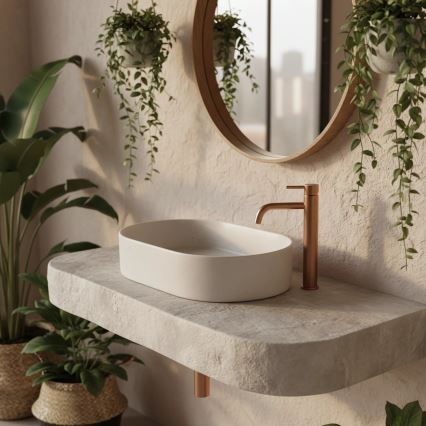 REA-U7341 - NADIA Countertop Basin 38,5x61 cm ceramic/cream