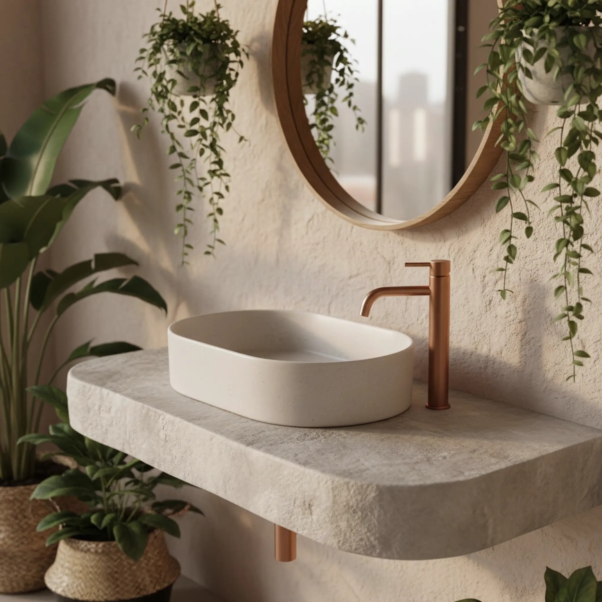 REA-U7341 - NADIA Countertop Basin 38,5x61 cm ceramic/cream