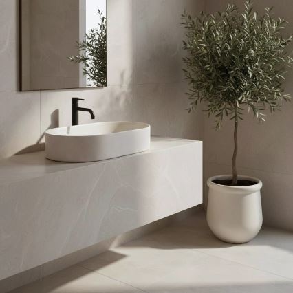REA-U7341 - NADIA Countertop Basin 38,5x61 cm ceramic/cream