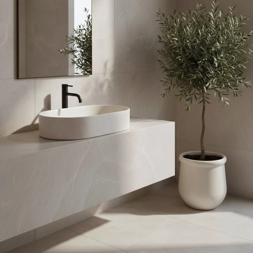 REA-U7341 - NADIA Countertop Basin 38,5x61 cm ceramic/cream