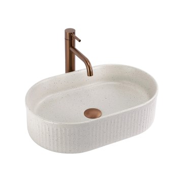 REA-U7342 - VANDA Countertop Basin 31x49 cm Ceramic/Beige/Stone Effect